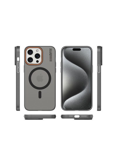 Apple iPhone 15 Pro Max Magsafe Uyumlu Mat Sert Klein Kılıf Siyah