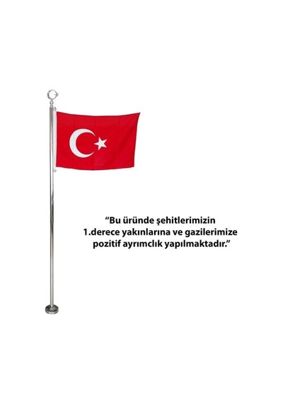 Şehit Bayrak Direği Ayyıldız Dahil 115 Cm Boy Standart