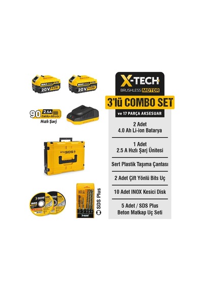 Sgs Combo Set 3 Parça Darbeli Matkap/kırıcı-delici Matkap/avuç Taslama Makinesi Sgs5450