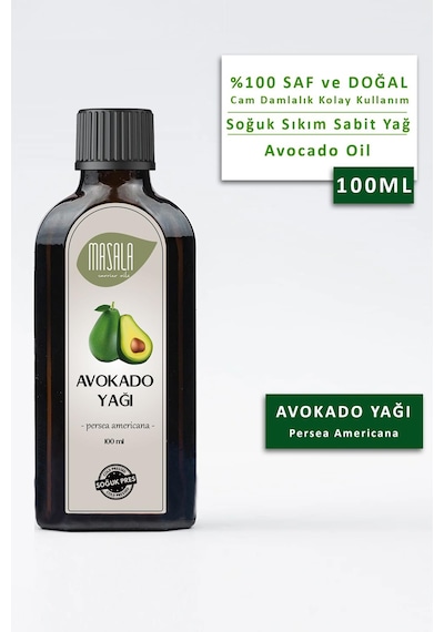Masala Saf Avokado Yağı 100 ML Soğuk Pres İçilebilir (Avocado Oil)