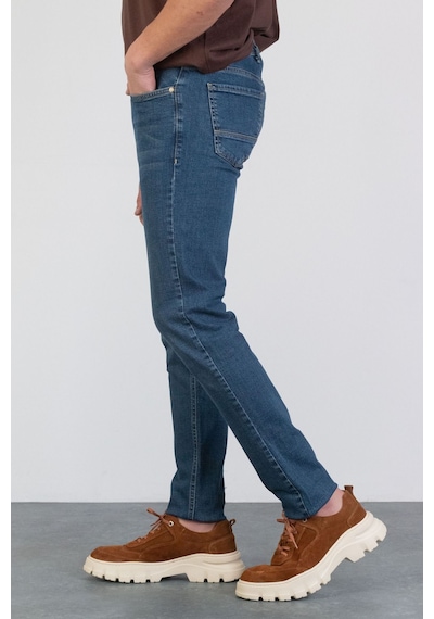 HLT Jeans Erkek Okyanus Mavisi Slim Fit Dar Paça Likralı Jean Kot Pantolon Hlthe001958 Mavi