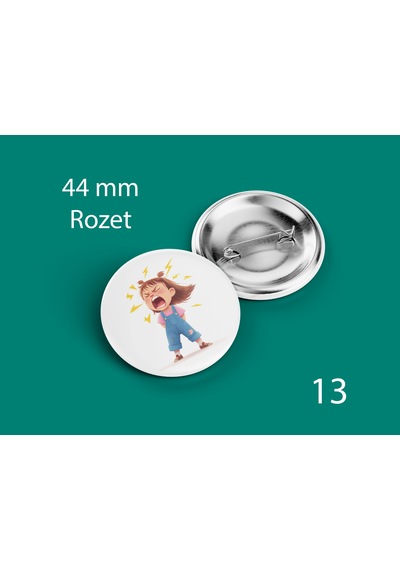 44 Mm Buton Rozet İğneli Çanta Kıyafet Rozeti Sinirli Kız Çok Renkli