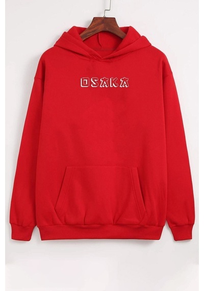 Uyguntarz Unisex Osaka Baskılı Sweatshirt Kırmızı