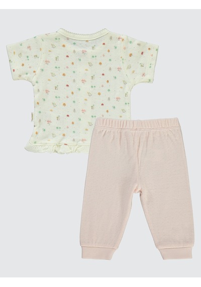 Bebetto Kız Bebek Pijama Takımı 0-1 Ay Gül Kurusu Gül Kurusu
