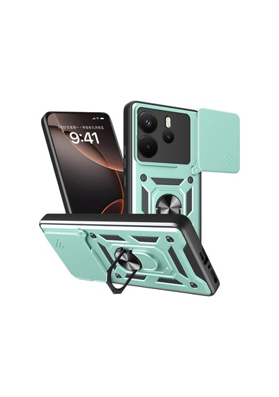 Xiaomi Redmi Note 14 4g Uyumlu Pars Lens Yüzüklü Silikon - Yeşil
