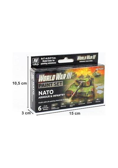 Vallejo 70223 6x18 Ml. Nato Armour & Infantry, Model Color Serisi Model Boyası Seti Renkli