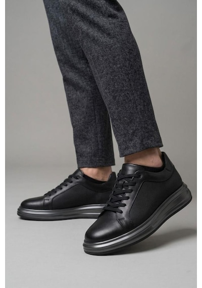 Pisagor Ps-1766 Erkek Hakiki Deri Sneakers & Spor Ayakkabı Siyah