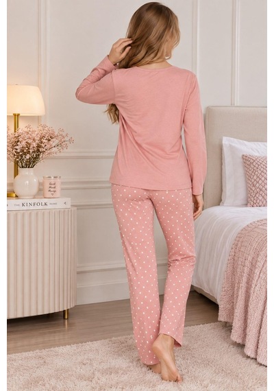 Gd Goldoremi Kadın Mevsimlik Rahat Kalıp Uzun Kollu Pijama Takım SOMON