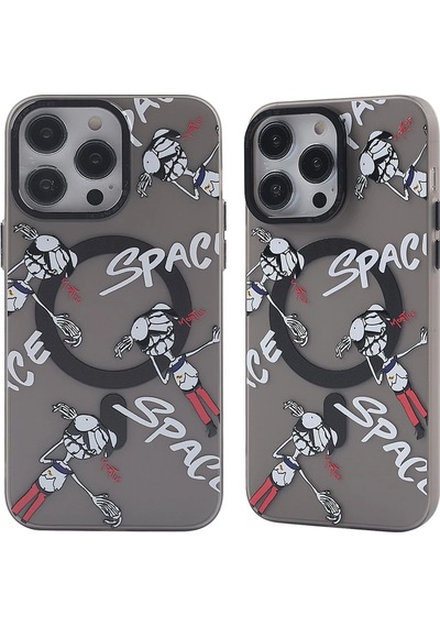 Mey İthalat Apple Uyumlu iPhone 13 Pro Kılıf Apollo Magneticsafe Desenli Kapak - Apollo Siyah - 3 Gri