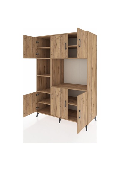 Kronos Dolap 9 Raflı 6 Kapaklı 132x59x195 Çam-çam/çam Çam