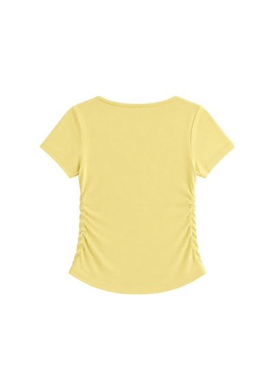 Vadon 1006 Kadın Pamuklu Kare Yaka Yan Büzgü Detaylı Basic Crop T-shirt Bluz Tereyağı Sarısı Sarı Vadon 1006 Kadın Pamuklu Kare Yaka Yan Büzgü Detaylı Basic Crop T-shirt Bluz Tereyağı Sarısı Sarı