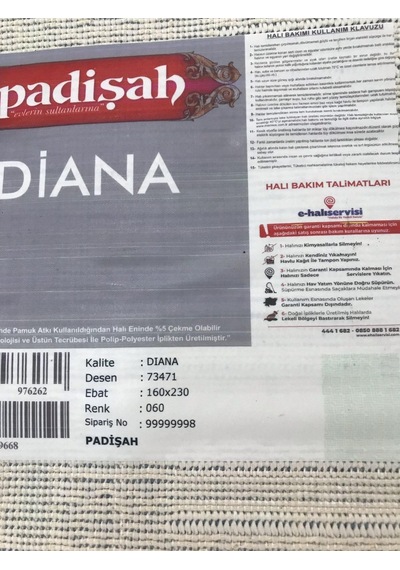 Padişah Halı Diana 73471 060 Serisi Salon Oturma Yatak Odası Halısı Krem