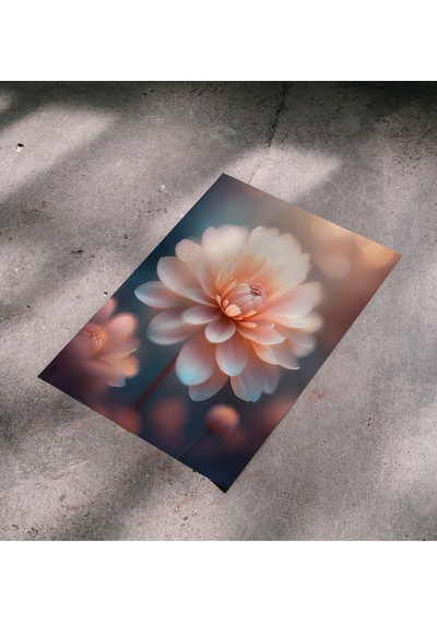 Çerçevesiz Poster, Dijital Baskı, Pembe Yıldız Çiçeği, Çiçekli, Modern , Soyut , Minimalist Poster