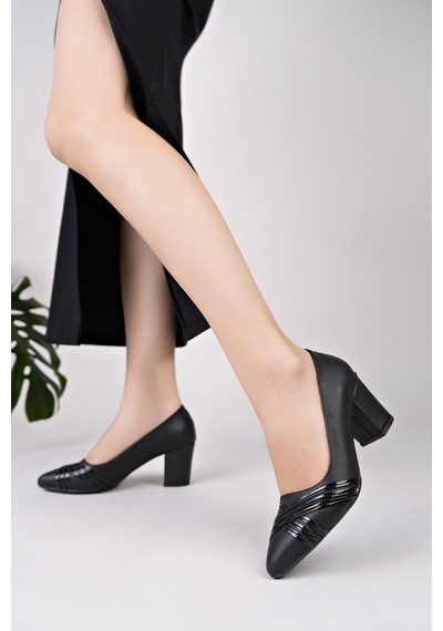 Nesilshoes Nesil Shoes Desca 616 Siyah Topuklu Kadın Ayakkabı