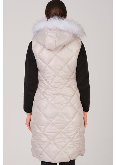 Z6717 Dewberry Bayan Yelek-krem Krem