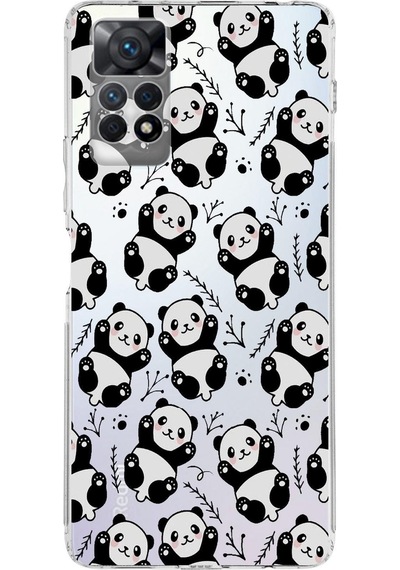 Xiaomi Redmi Note 11 Pro Uyumlu Kamera Korumalı Kapak Panda Tasarımlı Şeffaf Kılıf Şeffaf