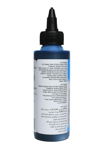 Yenilebilir Yazıcı Gıda Mürekkebi Mavi Cyan 115 Ml Pasta Baskı Ve Gıda Yazıcı Mürekkebi