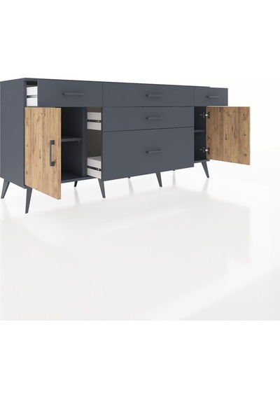 Hyperion Konsol 2 Raflı 5 Çekmeceli 2 Kapaklı 176x44x83 Antrasit-çam/antrasit Çam/antrasit Hyperion Konsol 2 Raflı 5 Çekmeceli 2 Kapaklı 176x44x83 Antrasit-çam/antrasit Çam/antrasit