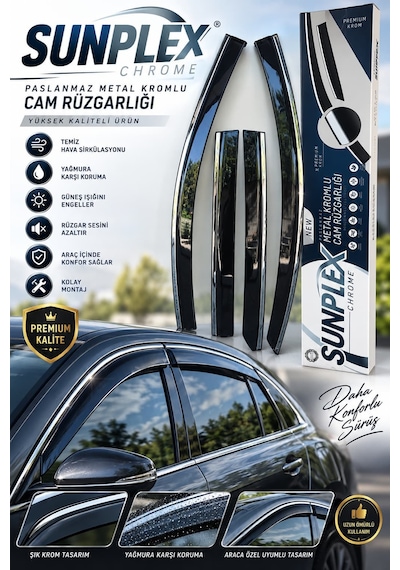 Sunplex Kromlu Cam Rüzgarlığı Toyota Chr 2025 Ve Sonrası İle Uyumlu