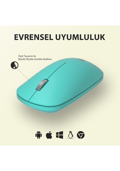 Lecoo WS214 Kablosuz 1200DPI 3 Tuşlu Optik Mouse Turkuaz