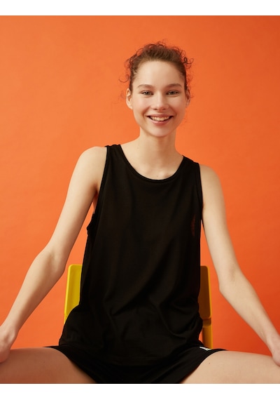Koton Çizgili Atlet Basic Halter Yaka Tanktop Siyah 1yal38234ık