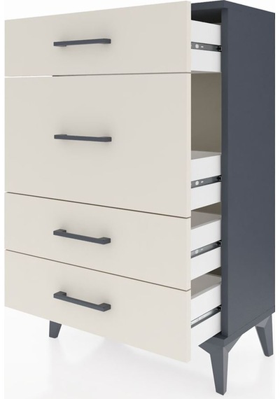 Arges Komodin 4 Çekmeceli 60x30x96 Antrasit-aytaşı Antrasit