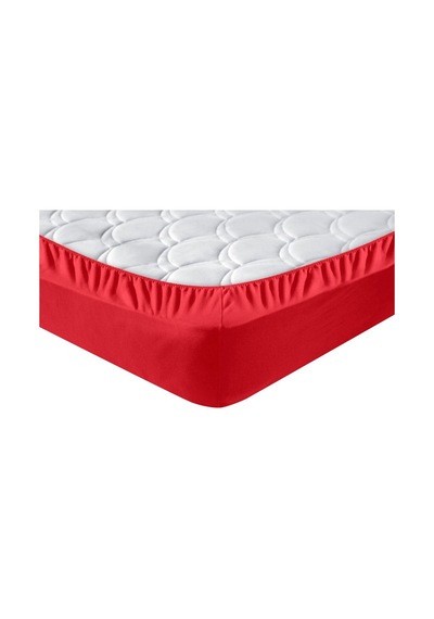Penye Lastikli Çarşaf, Çift Kişilik, Kırmızı, %100 Pamuk Örme Kumaş, 130 Gr/m² Kırmızı
