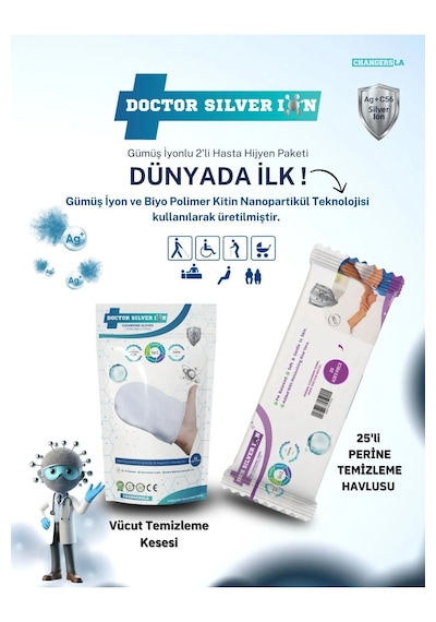 Gümüş İyonlu 2'li Hasta Hijyen Vücut Kesesi Ve 25'li Perine