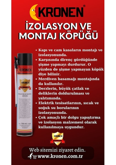Kronen Normal İzolasyon Ve Montaj Köpüğü (1 Koli x 12 Adet / FİYAT 1 KOLİ FİYATIDIR.