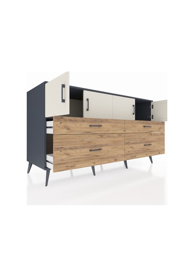 Kronos Konsol 2 Raflı 4 Çekmeceli 4 Kapaklı 176x59x99 Antrasit-ay Antrasit-aytaşı/çam Kronos Konsol 2 Raflı 4 Çekmeceli 4 Kapaklı 176x59x99 Antrasit-ay Antrasit-aytaşı/çam