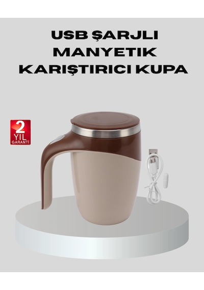Manyetik Karıştırıcı Kupa Usb Şarjlı Otomatik Karıştırma Çift Katmanlı Çok Renkli