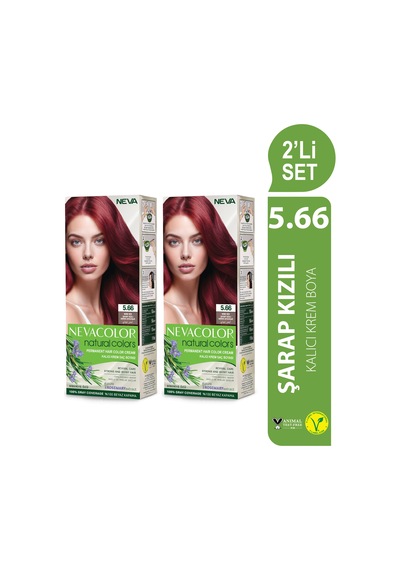 Neva Color Natural Color Saç Boyası 5.66 Şarap Kızılı 2'li Set