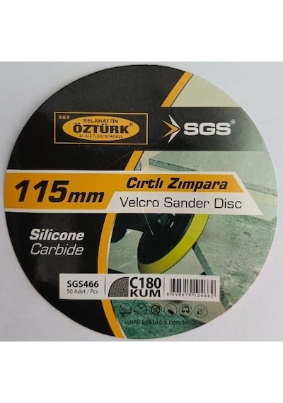 Sgs466 Cırtlı Zımpara Kağıdı 115mm P180 İnce Kum 10'lu Paket
