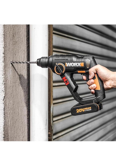 Worx WX390.1 20V 2.0Ah Li-ion Profesyonel SDS-Plus Pnömatik Çift Akülü Şarjlı Matkap + 8 Adet Uç + Mandren