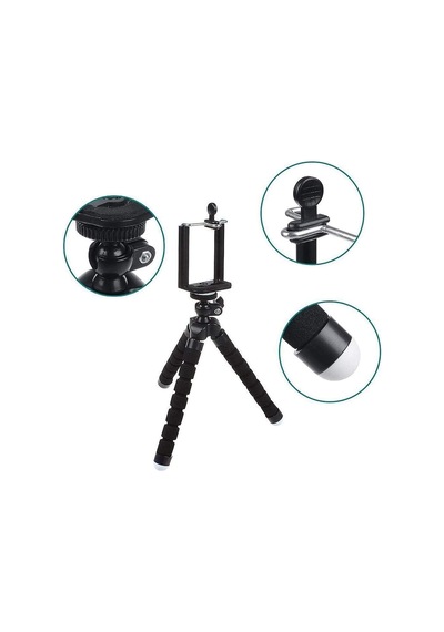 27030 Mini Esnek Ahtapot Tripod Selfie Masa Üstü Standı Siyah Diğer