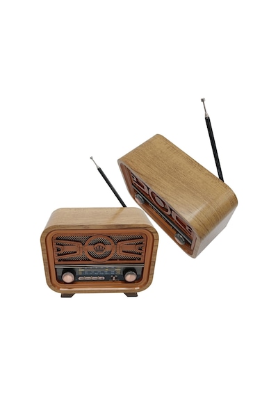 Radyo Retro Açık Ahşap Bluetooth Hoparlör Tf Kart Şarjlı Led N0a1
