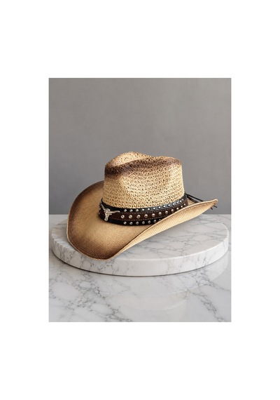 Gigi Luxe Ayarlanabilir Premium Kovboy Şapkası Hasır Western Şapka Erkek Kadın Unisex Kahverengi Kahverengi