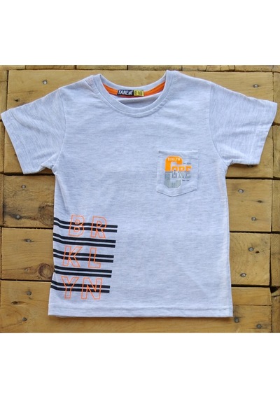 Tanem Kids Kısa Kollu Erkek Çocuk T-Shirt 5-7 Yaş Gri