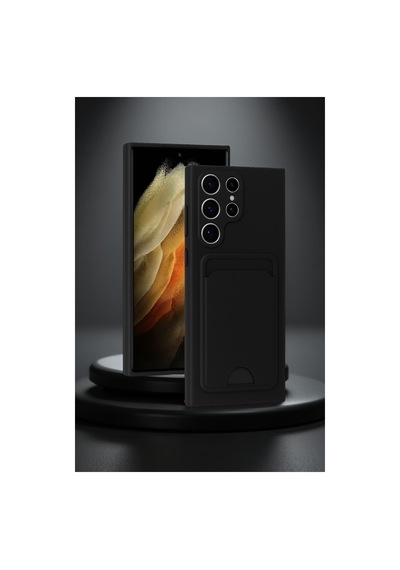 Samsung Galaxy  Uyumlu,  S24 Ultra Kılıf Kelvin Kartvizitli Silikon - Siyah