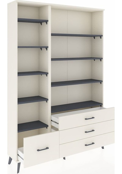 Arges Dolap 9 Raflı 4 Çekmeceli 132x30x195 Aytaşı-antrasit/a... Aytaşı
