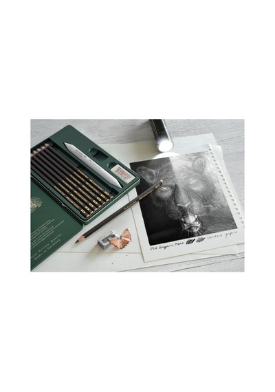 Faber-castell Pitt Matt Dereceli Kalem Seti, 11 Parça, Ultra Mat Siyah Ton, 14b Kalem, Geçiş Kalemi, Kalemtıraş Ve Genel