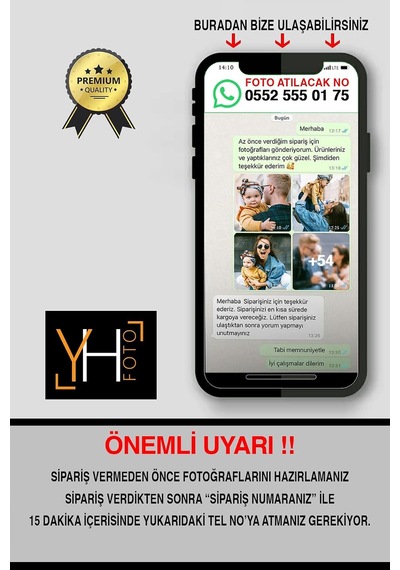 Yhfoto İpli Mandallı Ledli Fotoğraf Ahşap Renk Işıklı Anı Kahverengi 50 X 70