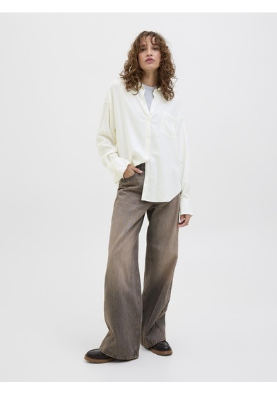 Jack & Jones Kadın Keten Karışımlı Gömlek - Jamie - 12269668 Blanc De Blanc
