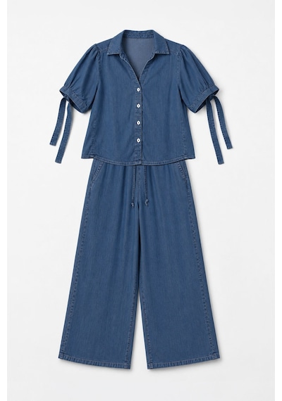 Blue White Kadın Mavi Tencel Kumaş İnce Rahat İkili Takım