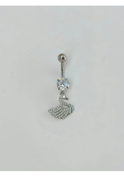 Kuğu Detaylı Göbek Piercing Çok Renkli
