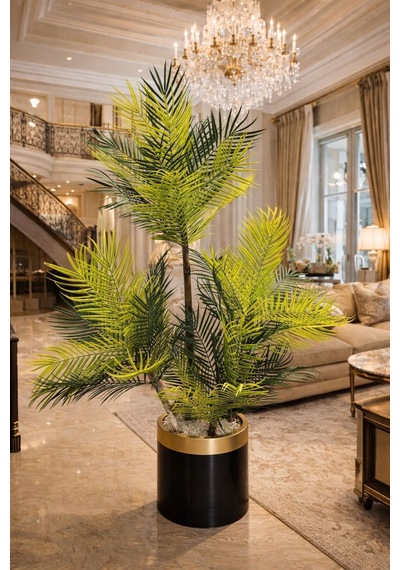 Areka 4 Gövdeli Ağaç 150 Cm Lux Metal Saksı Dahıldır Yeşil