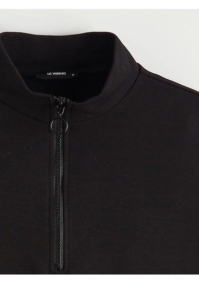 Lc Waikiki Siyah Dik Yaka Kadın Sweatshirt Tunik