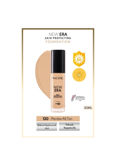 Note Cosmetique New Era Skin Protecting Spf 50 Nemlendirici Etkili Hyaluronik Asitli Fondöten - 120 Natural Beige