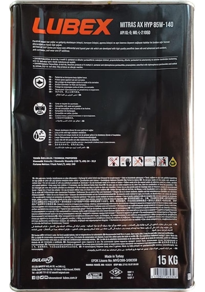 Lubex Mitras Ax Hyp 85W-140 Diferansiyel ve Dişli Yağı 15 KG
