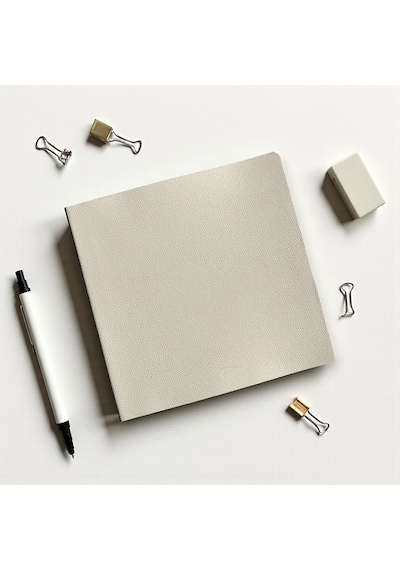 Defter, Noktalı Not Defteri Pu Deri Not Defteri 16,5x16,5 Cm, 96 Yaprak 192 Sayfa , 90 Gr Kırık Beyaz